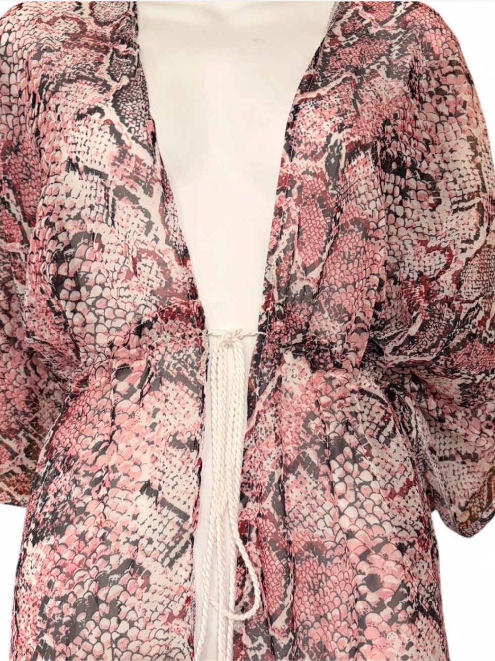 Red Snake-Print Lightweight Cover-Up Robe - Picture 2 of 3